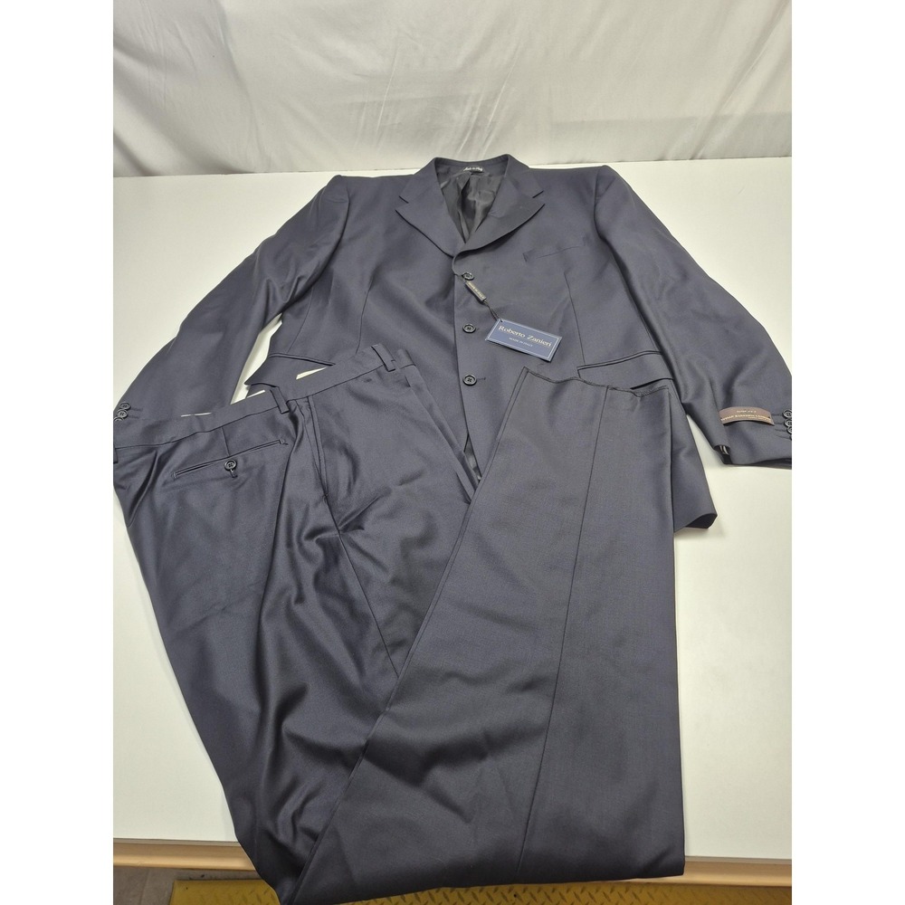Roberto Zanieri Suit Mens 50 Long Blue Wool Super 110s VBC 44x36 Italy NWT